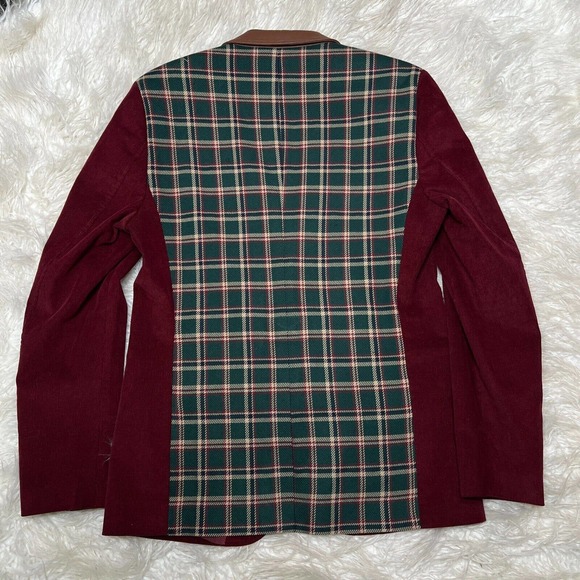 PAISLEY & GRAY MENS SPORT JACKET / BLAZER WINTER BURGUNDY FOREST GREEN SIZE 40R - Picture 5 of 9